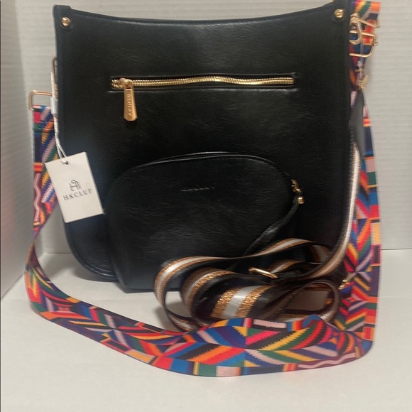 Handbags - HKCLUF Women's Black Crossbody Bag Purse Wallet Set With 2 Straps NWT